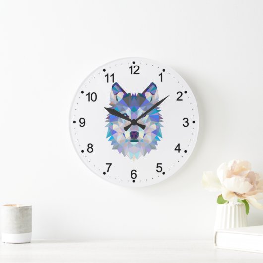Polygonal geometric wolf head große wanduhr (Zuhause)
