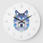 Polygonal geometric wolf head große wanduhr (Vorderseite)