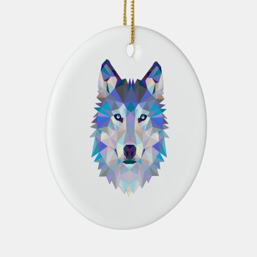 Polygonal geometric wolf head keramik ornament (Rechts)