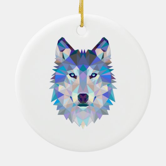 Polygonal geometric wolf head keramik ornament (Hinten)