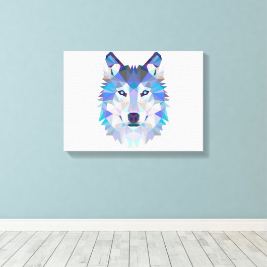 Polygonal geometric wolf head leinwanddruck (Insitu (Holzboden))