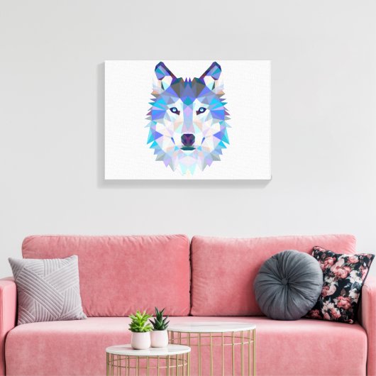 Polygonal geometric wolf head leinwanddruck (Insitu (Wohnzimmer))