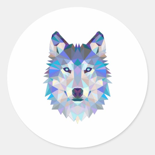 Polygonal geometric wolf head runder aufkleber (Vorderseite)