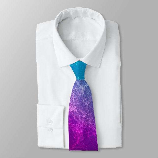 Polygonal Lila & Blue Ombre Krawatte (Gebunden)