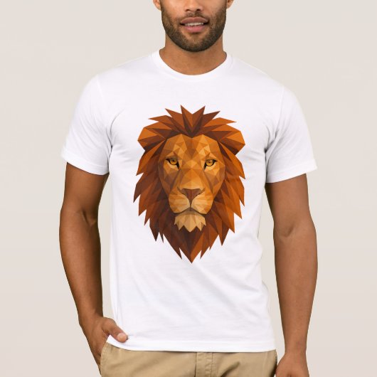 Polygonal Lion Head - Geometrischer Power-Design f T-Shirt (Vorderseite)