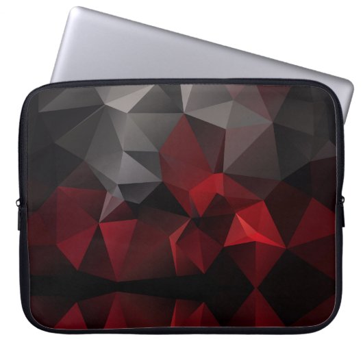 Polygonal , schwarz und rot laptopschutzhülle (Vorderseite)