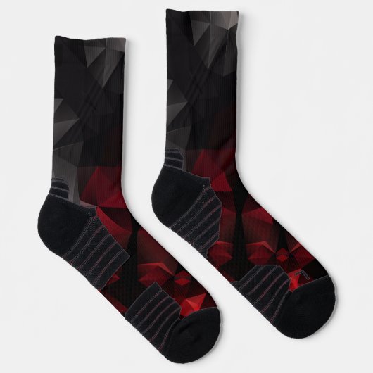 Polygonal , schwarz und rot socken (Rechts)