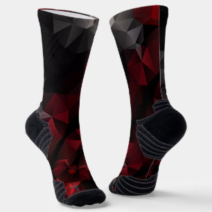 Polygonal , schwarz und rot socken