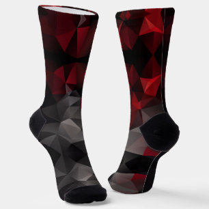 Polygonal , schwarz und rot socken
