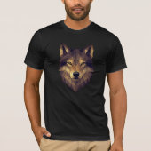 Polygonal Wolf Kopf Geometrische Kunst in Erdtönen T-Shirt (Vorderseite)