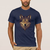 Polygonal Wolf Kopf Geometrische Kunst in Erdtönen T-Shirt (Vorderseite)
