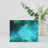 Polygonale Aquamarine Abstrakt Postkarte (Stehend Vorderseite)