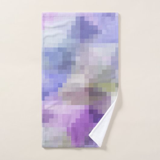Polygonale geometrische violette lila Pixel squ Badhandtuch Set (Handtuch)