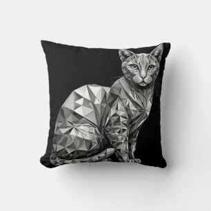 Polygonale Kunst eines Katers mit geometrischem De Kissen