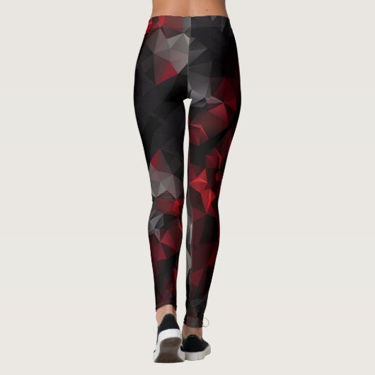 Polygonale, schwarze und rote Leggings (Rückseite)