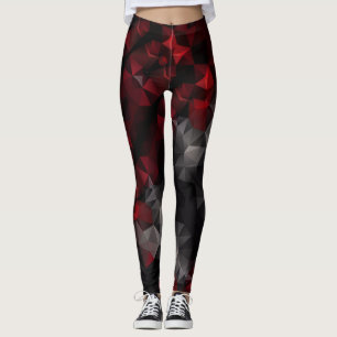 Polygonale, schwarze und rote Leggings