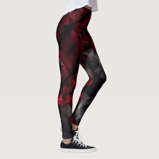Polygonale, schwarze und rote Leggings (Rechts)