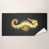 Polygonales Gold-Seepferd Badehandtuch (Badehandtuch)