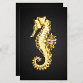 Polygonales Gold-Seepferd Briefpapier (Vorne/Hinten)