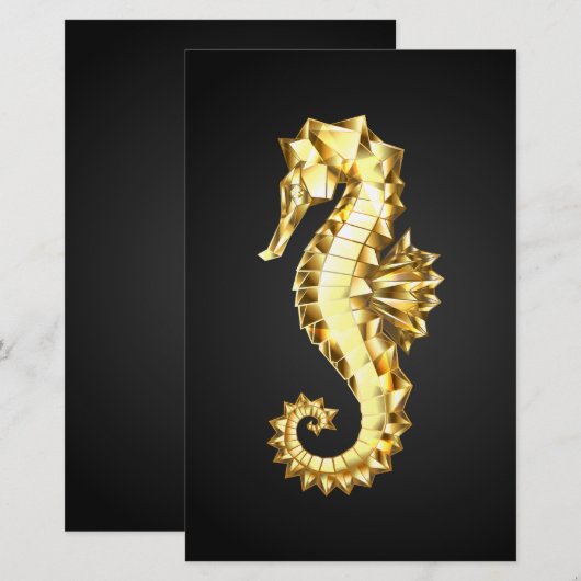 Polygonales Gold-Seepferd Briefpapier (Vorne/Hinten)