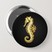 Polygonales Gold-Seepferd Button (Vorne & Hinten)