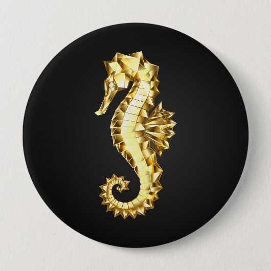 Polygonales Gold-Seepferd Button (Vorderseite)