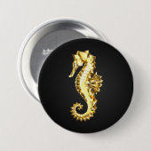 Polygonales Gold-Seepferd Button (Vorne & Hinten)