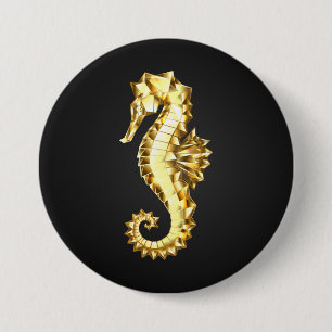 Polygonales Gold-Seepferd Button