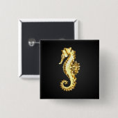 Polygonales Gold-Seepferd Button (Vorne & Hinten)