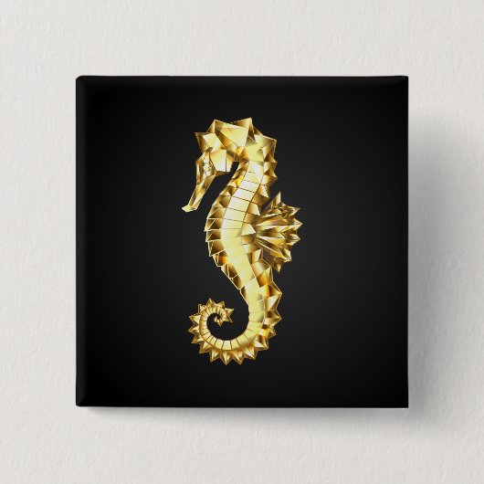 Polygonales Gold-Seepferd Button (Vorderseite)