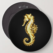 Polygonales Gold-Seepferd Button (Vorne & Hinten)