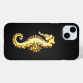 Polygonales Gold-Seepferd Case-Mate iPhone Hülle (Rückseite (Horizontal))