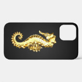 Polygonales Gold-Seepferd Case-Mate iPhone Hülle (Rückseite (Horizontal))