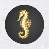 Polygonales Gold-Seepferd Etiketten (Design 2)