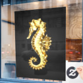 Polygonales Gold-Seepferd Fensteraufkleber (Café-Fenster)