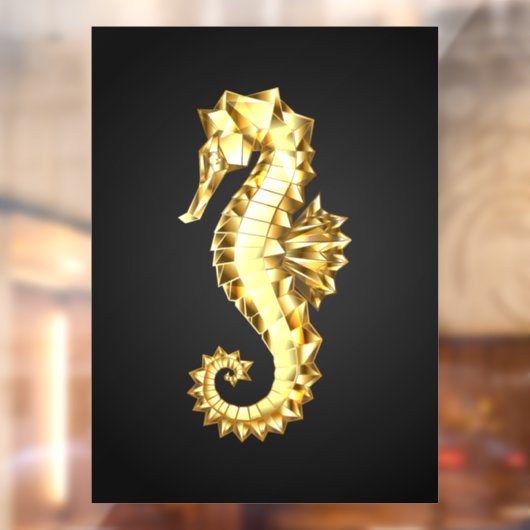 Polygonales Gold-Seepferd Fensteraufkleber (Blatt 2)