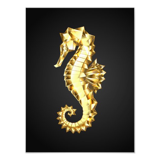 Polygonales Gold-Seepferd Fotodruck (Vorne)