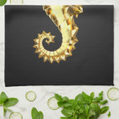 Polygonales Gold-Seepferd Geschirrtuch (Gefaltet)