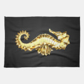 Polygonales Gold-Seepferd Geschirrtuch (Horizontal)