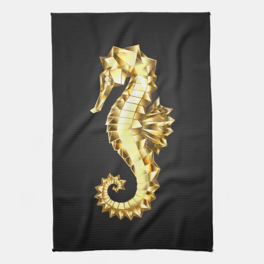 Polygonales Gold-Seepferd Geschirrtuch (Vertikal)