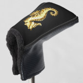 Polygonales Gold-Seepferd Golf Headcover (3/4 Vorderseite)