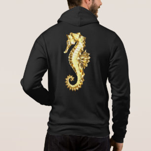 Polygonales Gold-Seepferd Hoodie