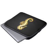 Polygonales Gold-Seepferd Laptopschutzhülle (Vorne Knopf)