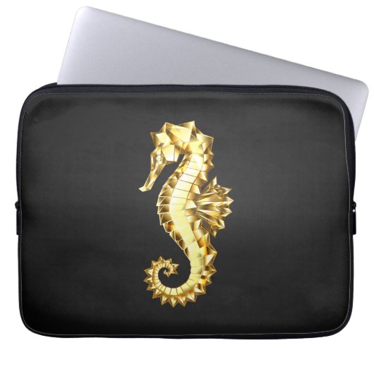 Polygonales Gold-Seepferd Laptopschutzhülle (Vorderseite)