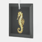 Polygonales Gold-Seepferd Ornament Aus Glas (Vorderseite links)