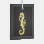 Polygonales Gold-Seepferd Ornament Aus Glas (Vorderseite Rechts)