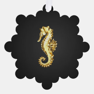 Polygonales Gold-Seepferd Ornament Karte