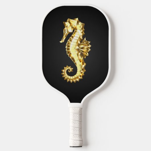 Polygonales Gold-Seepferd Pickleball Schläger (Vorderseite)