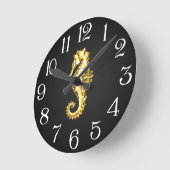 Polygonales Gold-Seepferd Runde Wanduhr (Winkel)