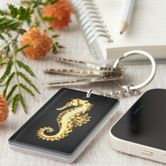 Polygonales Gold-Seepferd Schlüsselanhänger (Vorderseite rechts)